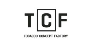 logo firmy TCF Tobacco Concept Factory , napis w kolorze czarnym